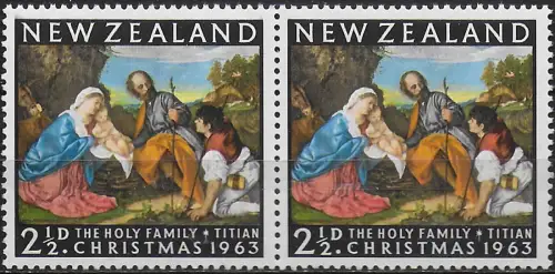 1963 New Zealand Christmas nosebac flaw + normal MNH SG n. 817c+817