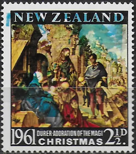 1961 New Zealand Christmas 1v. variety MNH SG n. 809b