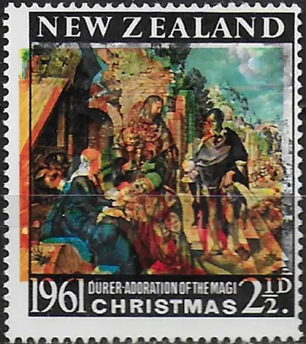 1961 New Zealand Christmas 1v. variety MNH SG n. 809c