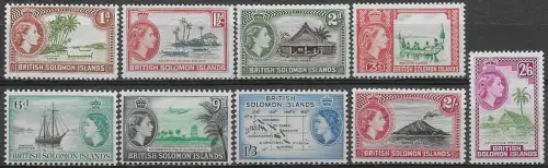 1963-64 British Solomon Elizabeth II 9v. MNH SG n. 103-11