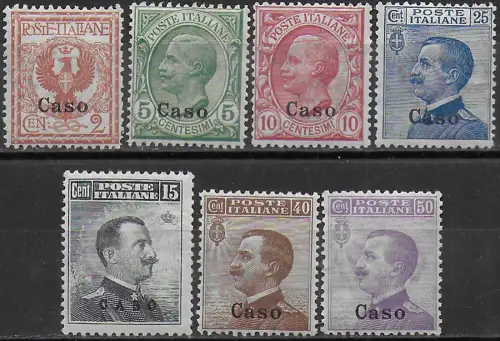 1912 Egeo Caso ordinary mail 7v. MNH Sassone n. 1-7