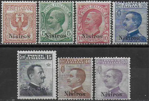 1912 Egeo Nisiro 7v. ordinary mail MNH Sassone n. 1-7