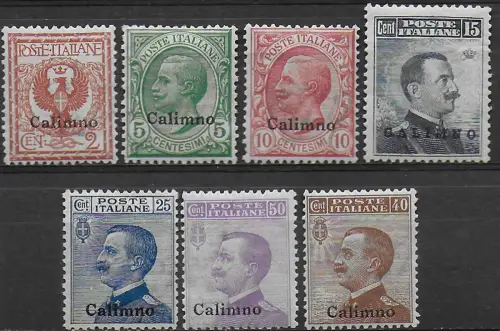 1912 Egeo Calino ordinary mail 7v. MNH Sassone n. 1-7
