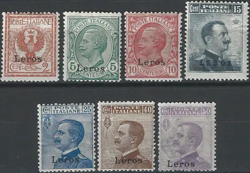 1912 Egeo Lero ordinary mail 7v. MNH Sassone n. 1-7