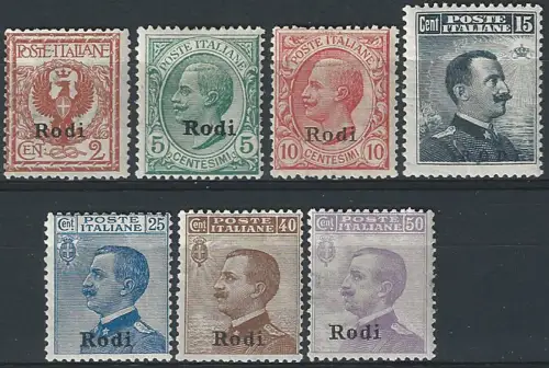 1912 Egeo Rodi ordinary mail 7v. MNH Sassone n. 1-7