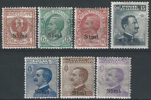 1912 Egeo Simi ordinary mail 7v. bc. MNH Sassone n. 1-7