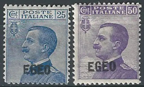 1912 Egeo VE III optd EGEO 2v. MNH Sassone n. 1-2