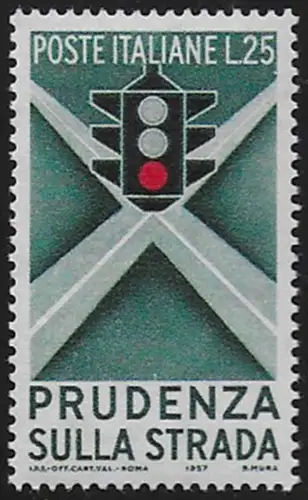 1957 Italia traffic light stars II type 25.S MNH Sassone n. 815