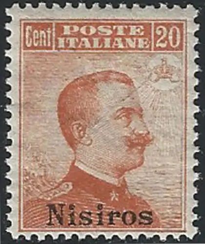 1917 Egeo Nisiro 20c. orange bc MNH Sassone n. 9