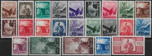 1945-48 Italia Democratica bc certificate MNH Sassone n. 543-65