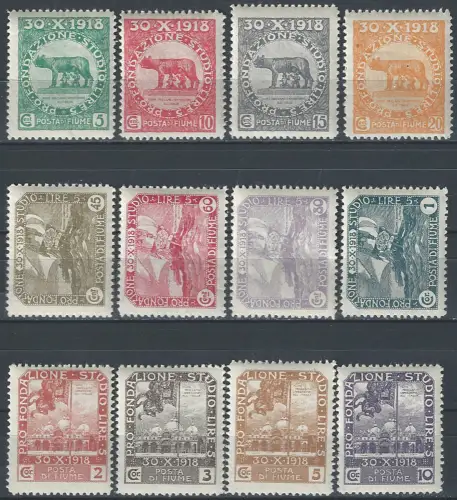 1919 Fiume Plebiscite of 30-X-1918 12v. MNH Sassone n. 62-73