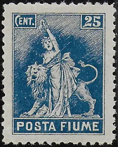 1919 Fiume 25c. blue unissued MNH Sassone n. 57