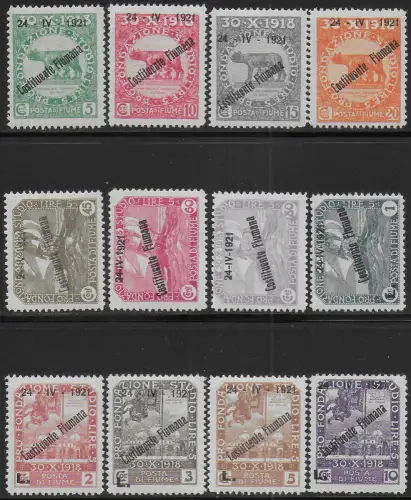 1921 Fiume Costituente Fiumana 12v. MNH Sassone n. 164-75