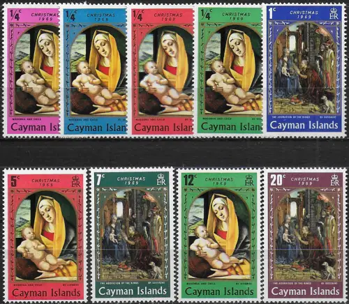 1969 Cayman Islands Christmas 9v. MNH SG n. 253-61