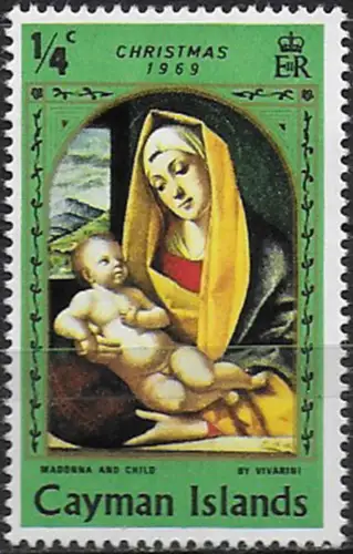 1969 Cayman Islands Christmas 1/4c. Wmk inverted MNH SG n. 255w