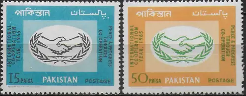 1965 Pakistan International Co-operation Year 2v. MNH SG n. 222-23