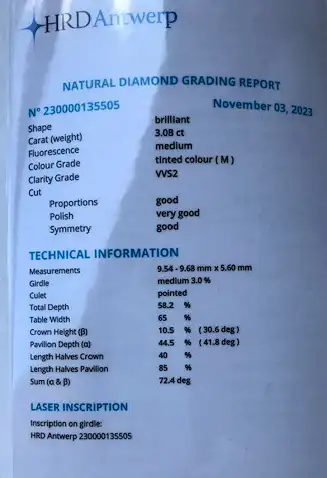 2 x Diamant (3,01 und 3,08 Carat)
