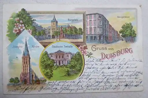 Litho-AK Duisburg 4 Ansichten