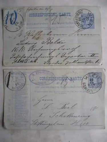 2 Rohrpostkarten Wien Rp 9b u. 11 1887/1888