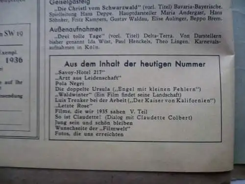 Görlitzer Lesezirkel Firmenwerbung Inhalt Filmwelt Nr. 9/1936
