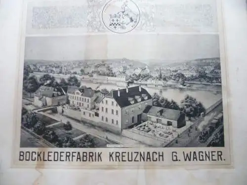 Bocklederfabrik Kreuznach G. Wagner 2 große Firmenansichten