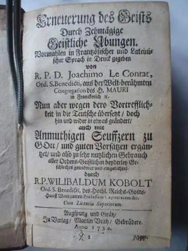 Andachtsbuch Wilibald Kobolt Augsburg und Grätz 1734