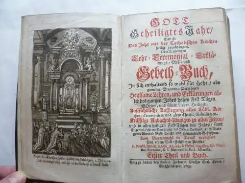 Uraltes Andachtsbuch 1754 Prag Gottgeiligtes Jahr Joh. Heinrich Hain