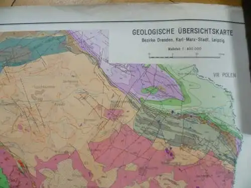 Geologische Übersichtskarte Bezirke Leipzig, Karl-Marx-Stadt, Dresden 1972