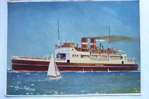 AK Fährschiff Danmark Express-Route Warnemünde-Gedser 1936 Nach dem Norden