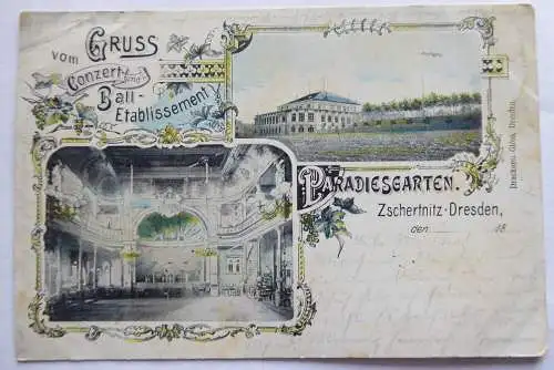 Litho-AK Concert-Ball-Etablissement Paradiesgarten Zschertnitz-Dresden