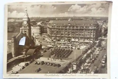 AK Hamburg Hauptbahnhof Ankunftsseite und Bieberhaus