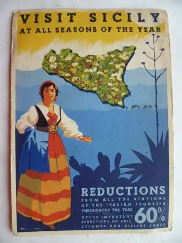 AK Visit Sicily Werbekarte Sizilien 1939