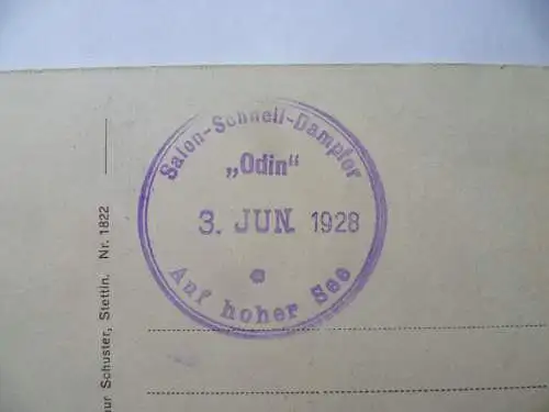 AK Salonschnelldampfer Odin mit Bordstempel