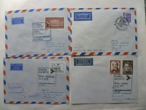 Österreich 15 Erstflug-Briefe 1970/71 + 3 weitere Belege Segel/Ballon/Rakete
