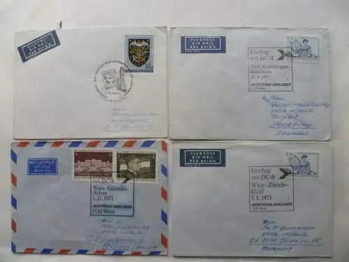Österreich 15 Erstflug-Briefe 1970/71 + 3 weitere Belege Segel/Ballon/Rakete