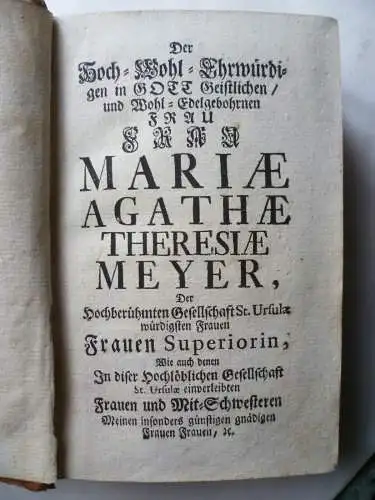 Uraltes Buch Die vollkommene Closter-Frau 1759