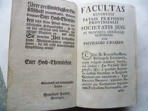 Uraltes Buch Die vollkommene Closter-Frau 1759