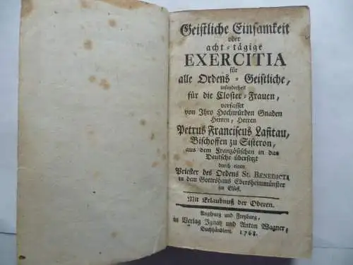 Uraltes Andachtsbuch für Ordensgeistliche 1768 Lafitau