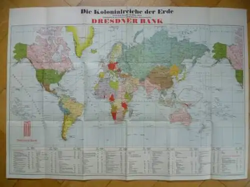 Die Kolonialreiche der Erde Landkarte mit Text 1940
