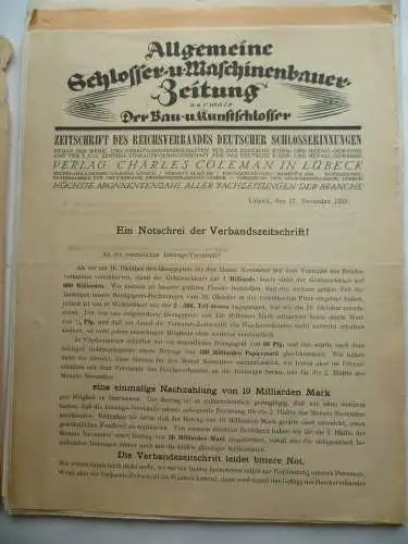 Großes Konvolut Schlosser-Innung Deutschland + Sachsen 1925-27