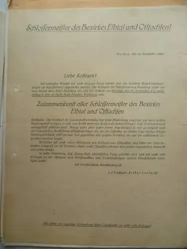 Großes Konvolut Schlosser-Innung Deutschland + Sachsen 1925-27