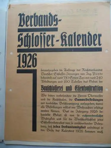 Großes Konvolut Schlosser-Innung Deutschland + Sachsen 1925-27