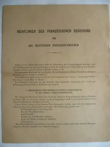 Richtlinien der französischen Regierung für die dt. Kriegsgefangen 1947