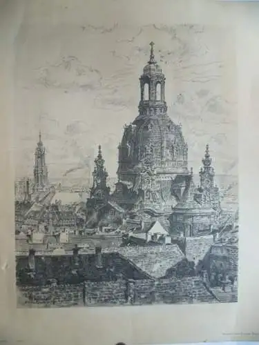 Dresden Frauenkirche Fritz Beckert Kunstdruck 1947