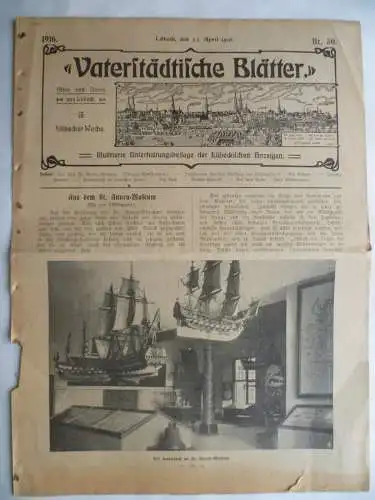 Lübeck Vaterländische Blätter Nr. 30+31 1916 Heimatkunde