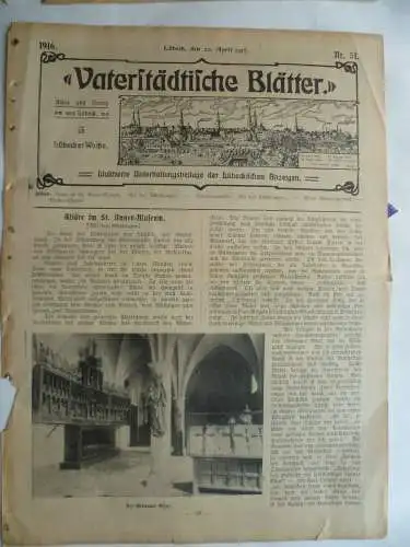 Lübeck Vaterländische Blätter Nr. 30+31 1916 Heimatkunde