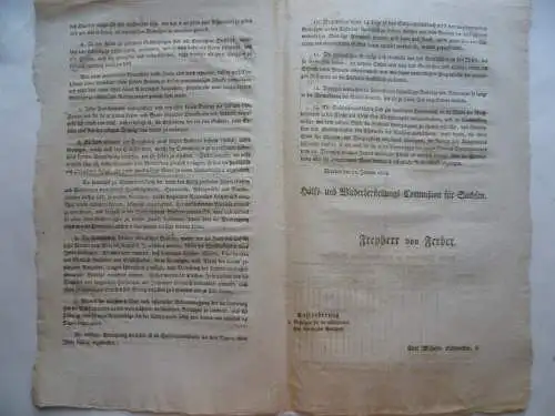 Sachsen Bekanntmachung 1814 Aufruf zu Beiträgen für hülfsbedürftige Einwohner