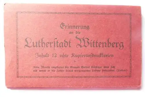 Erinnerung an die Lutherstadt Wittenberg. Postkartenleporello 12 Kupfertiefdruck
