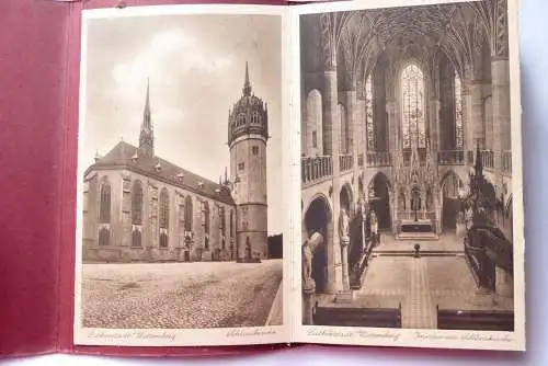 Erinnerung an die Lutherstadt Wittenberg. Postkartenleporello 12 Kupfertiefdruck