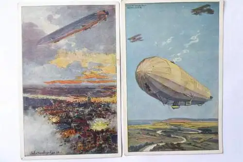 5 Künstler-AK Zeppelin Deutscher Luftflotten-Verein 1917